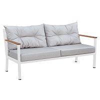 Диван уличный SANTORINI, алюминий белый, бежево-серая рогожка, тик
