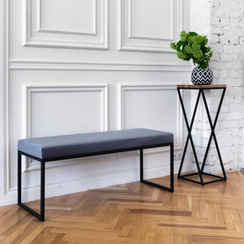 Банкетка ALBA, черная, Light Blue, 110*40*45 фото 2