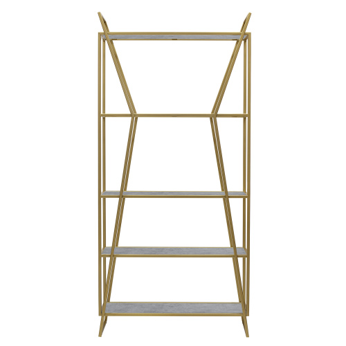Стеллаж OSLO MINI, золотой, ЛДСП Бетон светлый, 80*33*171 фото 9