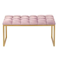 Банкетка ALBA MINI, золотой, Dusty Pink, каретная стяжка, 85*40*45