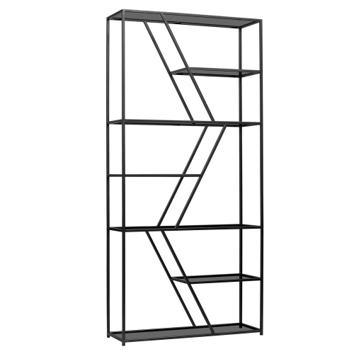 Стеллаж ARNETTA, черный, тонированное стекло