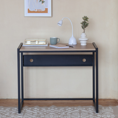 Стол письменный AGORA, 90*50*76,5, черный, ЛДСП Дуб Канзас фото 3