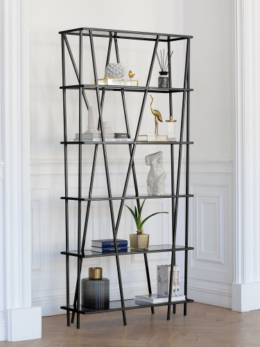 Стеллаж EVA, черный, тонированное стекло, 90*30*190 фото 2