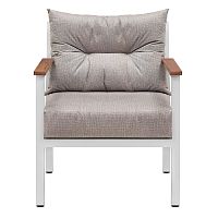 Кресло SANTORINI, белое, серая рогожка, тик