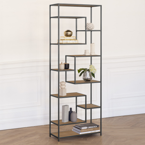 Стеллаж OLIVIA, черный, ЛДСП Робиния, 70*30*195,3 фото 4