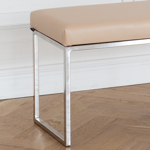 Банкетка ALBA, н/ж сталь, экокожа Light Beige, 110*40*45 фото 3