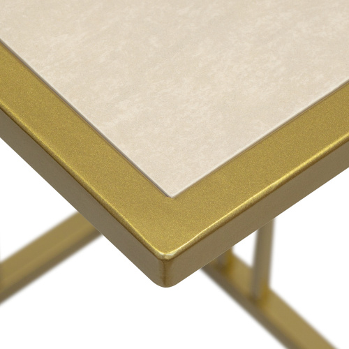 Cтолик кофейный приставной SOHO, золотой, столешница керамика Ivory, 36,5*43*67 фото 10