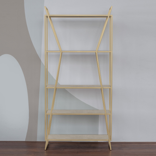 Стеллаж OSLO MINI, золотой, керамика Ivory, 80*33*171 фото 6