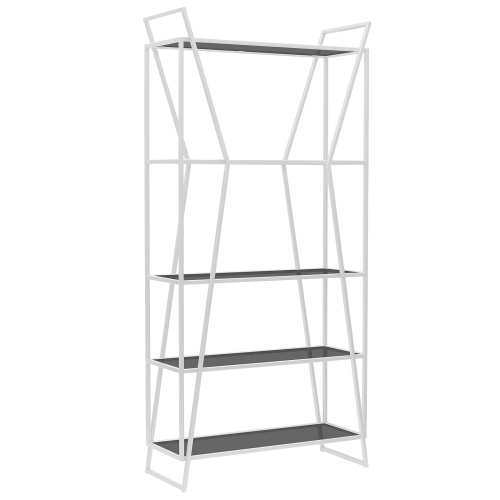 Стеллаж OSLO MINI, белый, тонированное стекло, 80*33*171