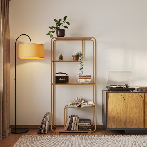 Стеллаж SIENA, золотой, ЛДСП Робиния, 80*30*173 фото 4