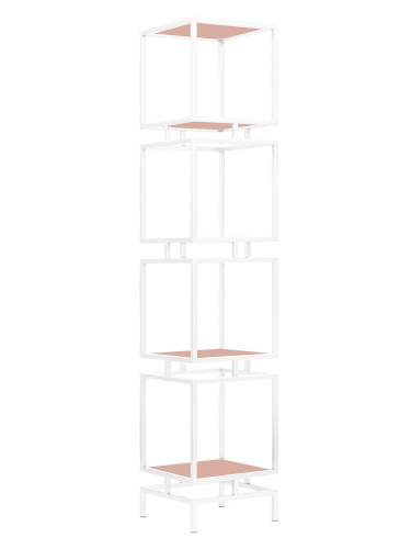 Стеллаж CUBIC-4, белый, ЛДСП Розовый антик, 40*40*196,5 фото 4