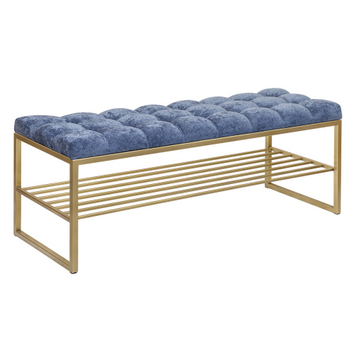 Банкетка RUBY, золотая, Steel Blue, каретная стяжка, 110*40*45 фото 8