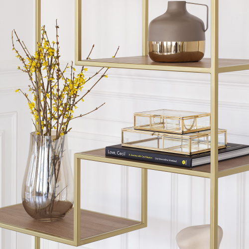 Стеллаж JAQLENE, золотой, ЛДСП Робиния, 100x30*200 фото 5