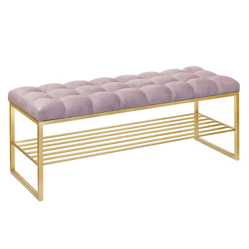 Банкетка RUBY, золотая, Dusty Pink, каретная стяжка, 110*40*45 фото 9