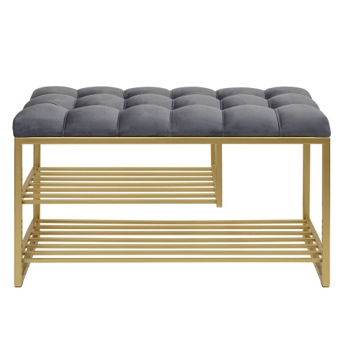 Обувница GARDA PLUS, золотая, Mouse Grey, каретная стяжка, 85*40*52 фото 4