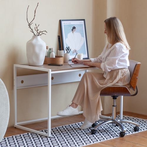 Стол письменный Rimini, белый, ЛДСП Дуб Канзас, 120*65*75 фото 2