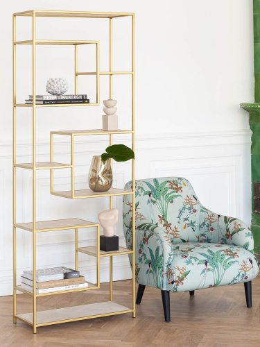 Стеллаж OLIVIA, золотой, керамика слоновая кость фото 6