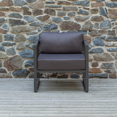 Кресло уличное MALTA, алюминий серый, коричневая рогожка 76*75*66 фото 2