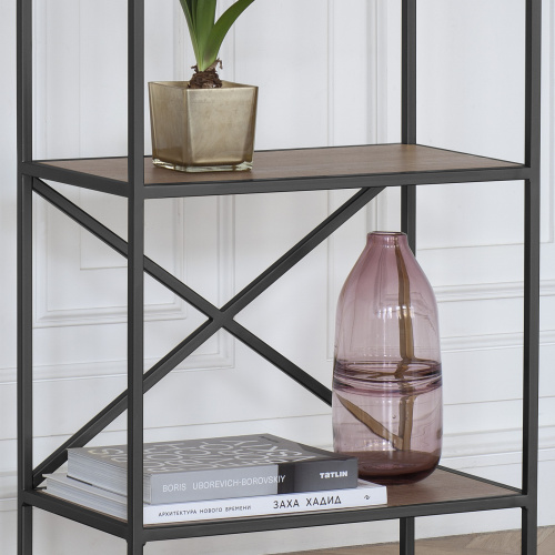 Стеллаж KARIN, черный, ЛДСП Робиния, 55*30*175 фото 3