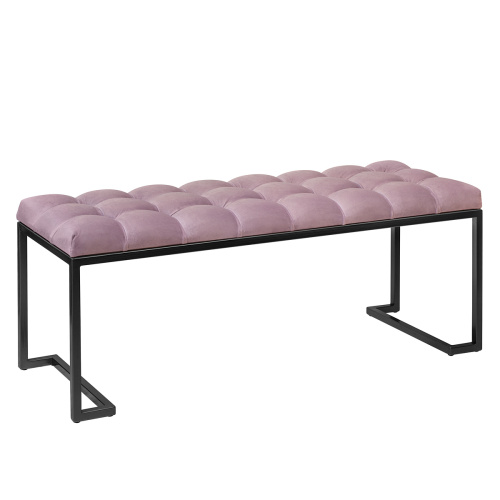 Банкетка OMEGA, черная, Dusty Pink, каретная стяжка, 110*40*45 фото 7