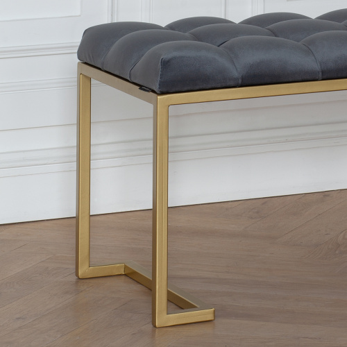 Банкетка OMEGA, золотая, Mouse Grey, каретная стяжка, 110*40*45 фото 3