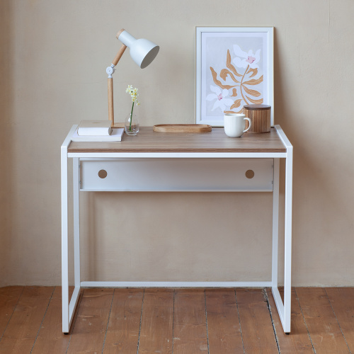 Стол письменный Rimini, белый, ЛДСП Дуб Канзас, 90*65*75 фото 4