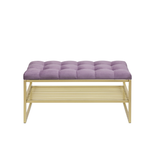 Банкетка RIMINI MINI, золотой, Dusty Pink, каретная стяжка, 85*40*45