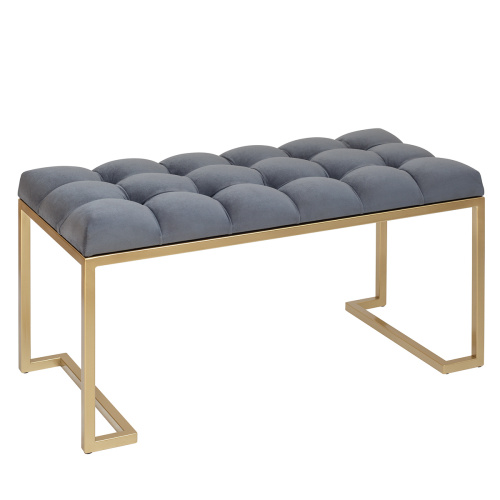 Банкетка OMEGA MINI, золотая, Mouse Grey, каретная стяжка, 85*40*45 фото 7