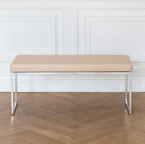 Банкетка ALBA, н/ж сталь, экокожа Light Beige, 110*40*45