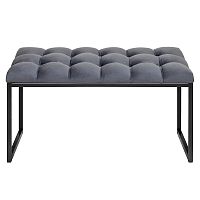 Банкетка ALBA MINI, черная, Mouse Grey, каретная стяжка, 85*40*45