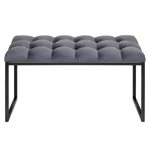 Банкетка ALBA MINI, черная, Mouse Grey, каретная стяжка, 85*40*45