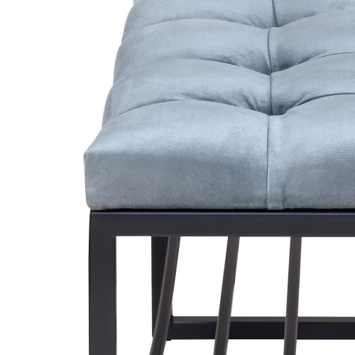 Банкетка RUBY MINI, черная, Light Blue, каретная стяжка, 85*40*45 фото 4