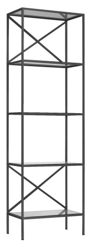 Стеллаж KARIN, черный, стекло, 55*30*175 фото 4