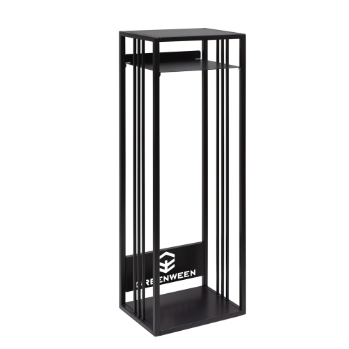 Дровница CAPRI MINI с полкой, черная, столешница металл, 40*30*118 фото 8