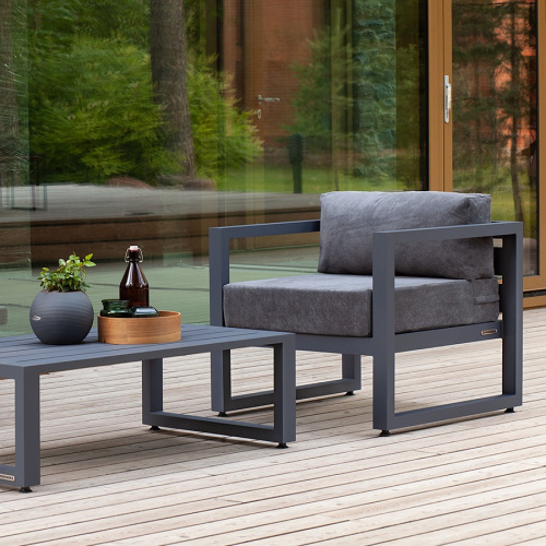 Набор садовой мебели CAPRI / 2 предмета: кресло, столик / серый (S1A) фото 2