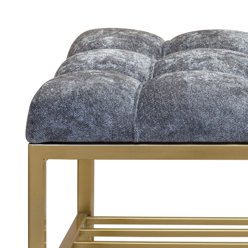 Банкетка RUBY, золотая, Steel Grey, каретная стяжка, 110*40*45 фото 11