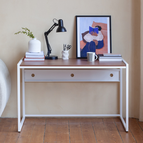 Стол письменный Rimini, белый, ЛДСП Орех, 120*65*75 фото 4