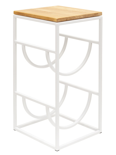 Подставка для 2 бутылок, со столиком из дуба, белая