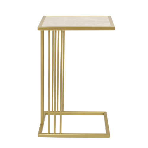 Cтолик кофейный приставной SOHO, золотой, столешница керамика Ivory, 36,5*43*67 фото 9