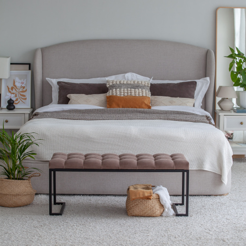 Банкетка OMEGA, черная, Mocco, каретная стяжка, 110*40*45