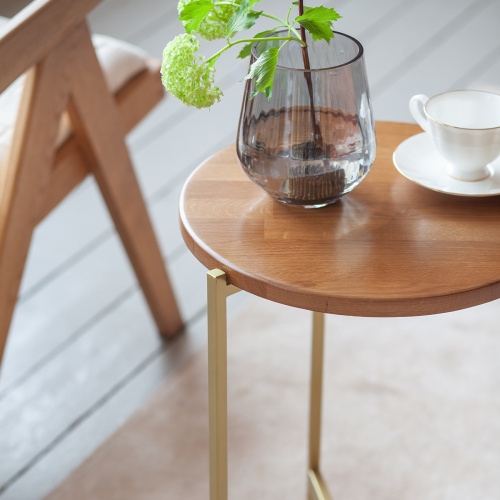 Столик кофейный ODRI, золотой/дуб, 43,5*43,5*60,5 фото 4