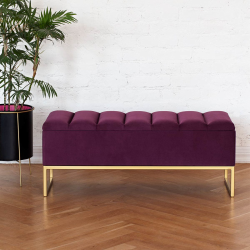 Банкетка CUBE, с ящиком для хранения, золотая, Marsala, Bulon, 110*40*43,5 фото 2