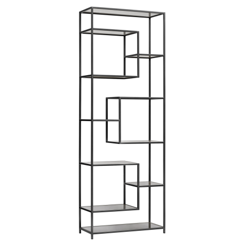 Стеллаж OLIVIA, черный, полки стекло, 70*30*195,3