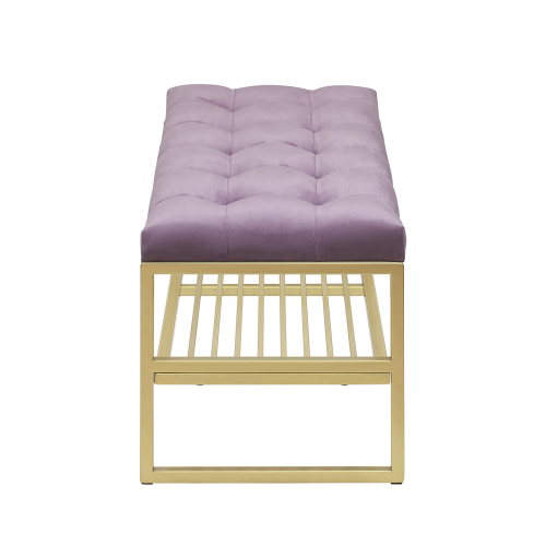 Банкетка RIMINI MINI, золотой, Dusty Pink, каретная стяжка, 85*40*45 фото 3