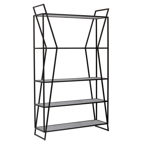 Стеллаж OSLO, черный, ЛДСП Бетон светлый, 100*33*171 фото 10