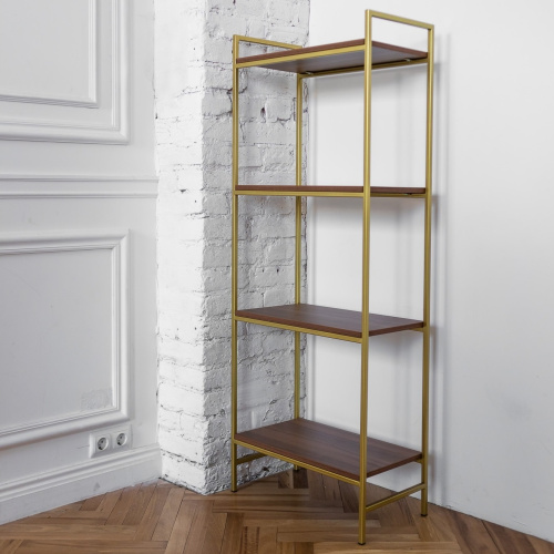 Стеллаж ALTO, золотой, ЛДСП Орех, 55*30*145 фото 2