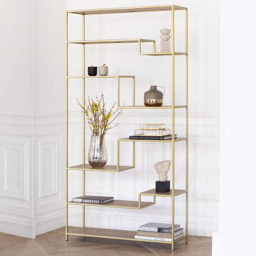 Стеллаж JAQLENE, золотой, ЛДСП Робиния, 100x30*200 фото 4