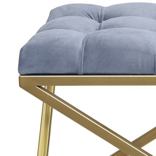 Банкетка ZUMA, золотая, Light Blue, каретная стяжка, 110*40*45 фото 5