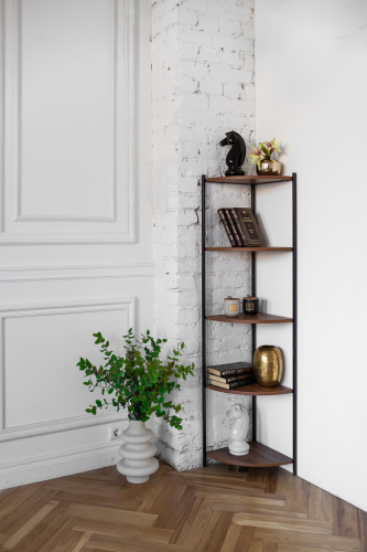 Стеллаж ALLEN, черный, ЛДСП Орех, 33*33*145 фото 11