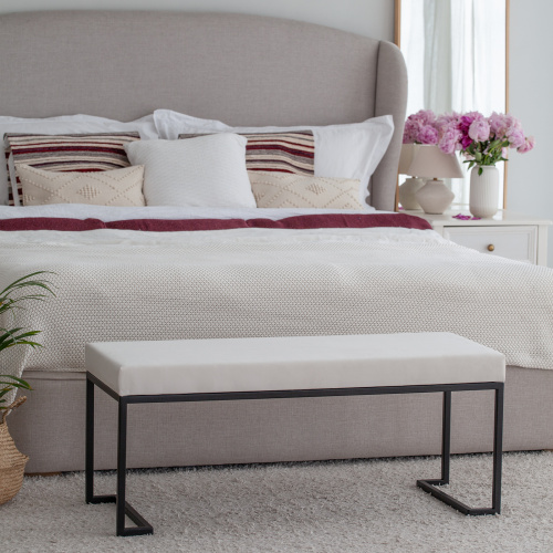 Банкетка OMEGA, черная, Слоновая кость, 110*40*45 фото 2